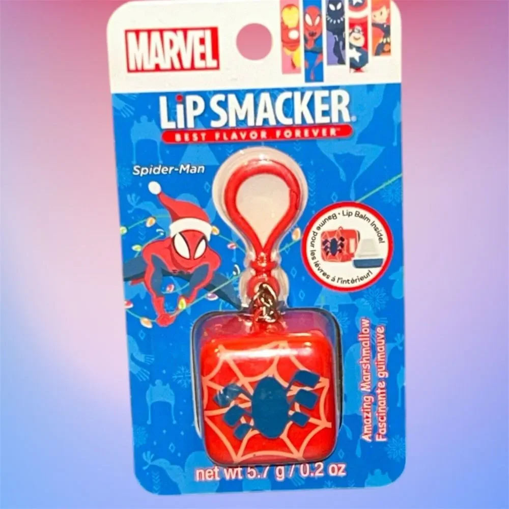 Marvel Spiderman Lip Smacker Cube W/Clip keychain Amazing Marshmallow .2 oz